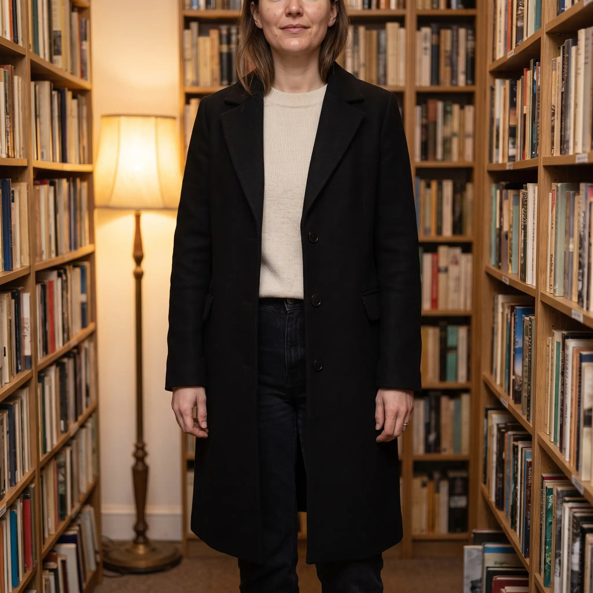Women's Wool-Blend Coat - Black - bookshop