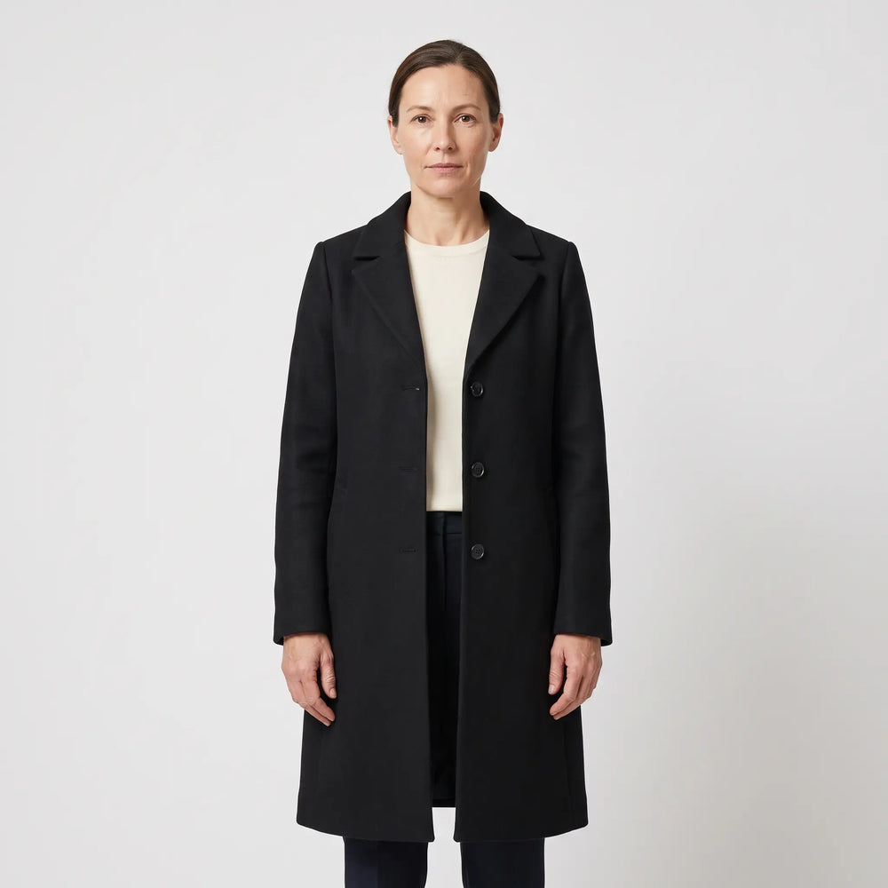 Women's Wool-Blend Coat - Black - studio hero