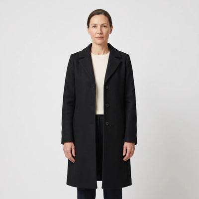 Women's Wool-Blend Coat - Black - studio hero