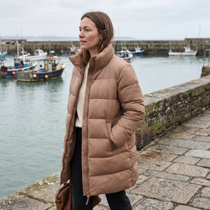 Women's Premium Down Coat - Nougat - harbour walkway