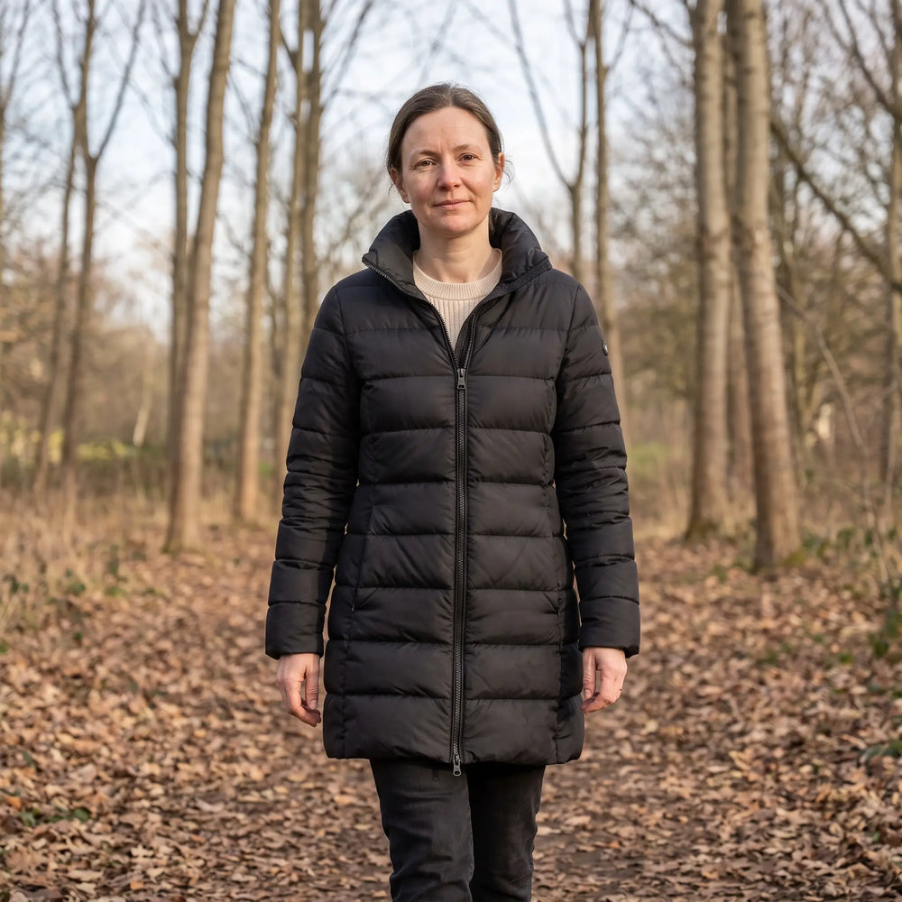Women's Premium Down Coat - Black - autumn park path