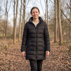 Women's Premium Down Coat - Black - autumn park path