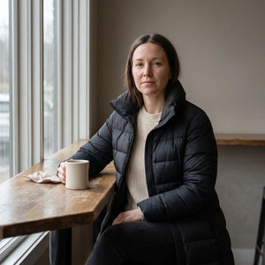 Women's Premium Down Coat - Black - cafe by the window