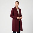 Women's Wool-Blend Coat - Wine Red - studio hero