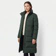 Women's Padded Coat with Side Zips - Dark Green - studio hero