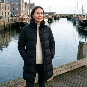 Women's Down Coat - Black - harbour walkway
