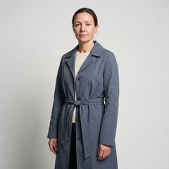 Women's Single-Breasted Trench Coat - Blue