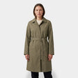 Women's Single-Breasted Trench Coat - Khaki Green - studio hero