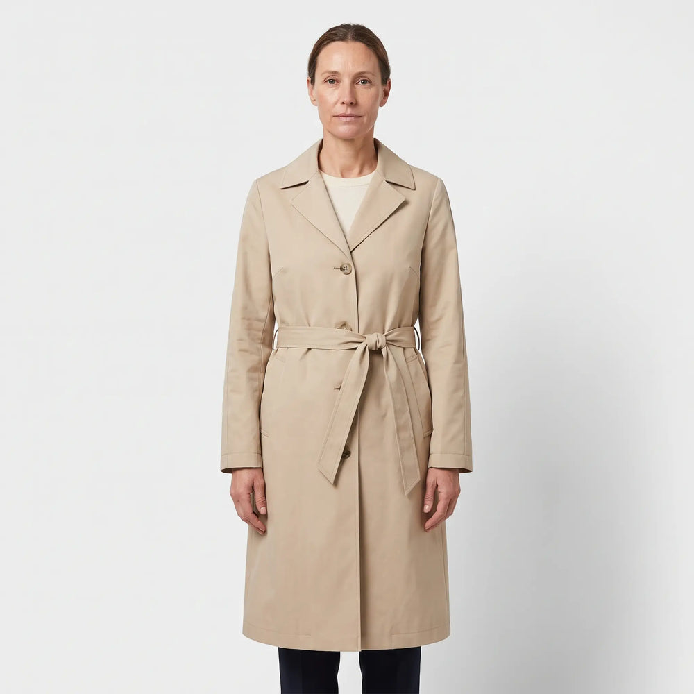 Women's Single-Breasted Trench Coat - Beige - studio hero