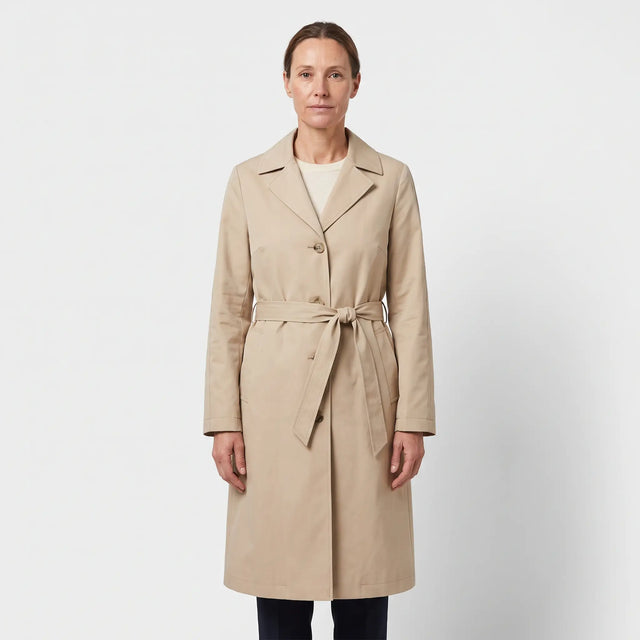 Women's Single-Breasted Trench Coat - Beige - studio hero