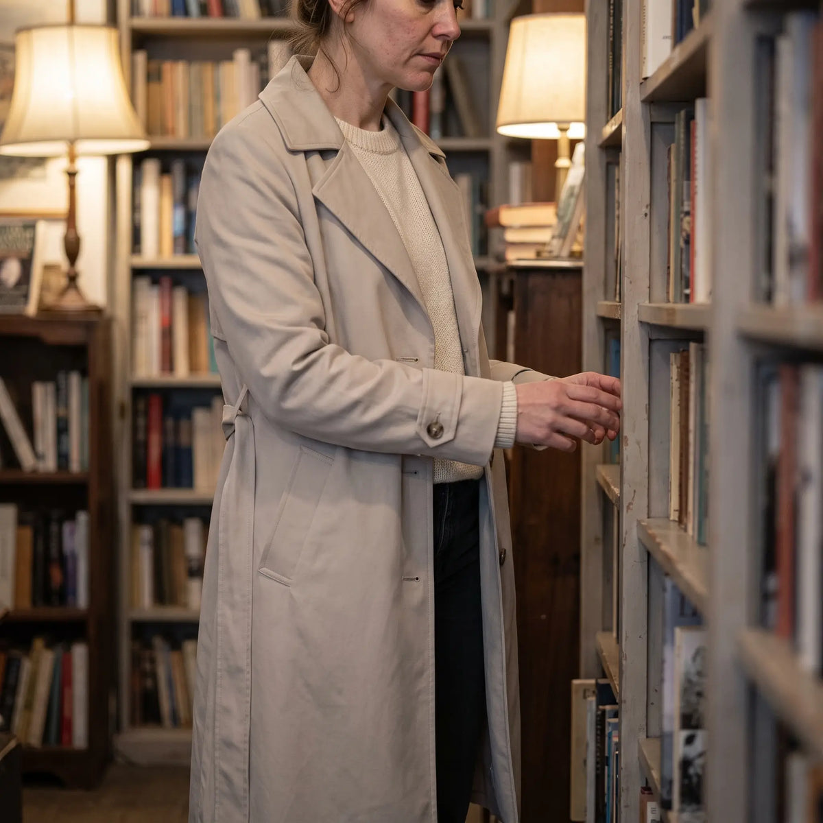 Women's Single-Breasted Trench Coat - Beige - bookshop