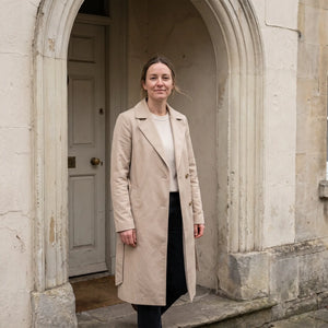 Women's Single-Breasted Trench Coat - Beige - pale stone doorway