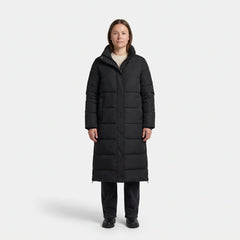 Women's Padded Coat with Side Zips - Black