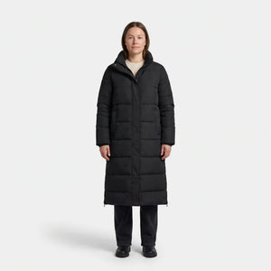 Women's Padded Coat with Side Zips - Black - studio hero