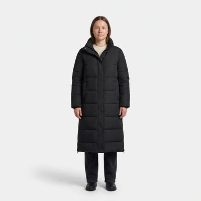 Women's Padded Coat with Side Zips - Black - studio hero