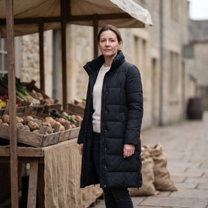 Women's Padded Coat with Side Zips - Black - market street