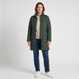 Women's Long Winter Coat - Dark Green - studio hero