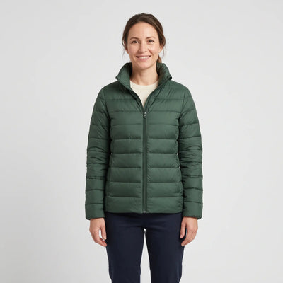 Women's Down-Feel Puffer Coat - Dark Green - studio hero