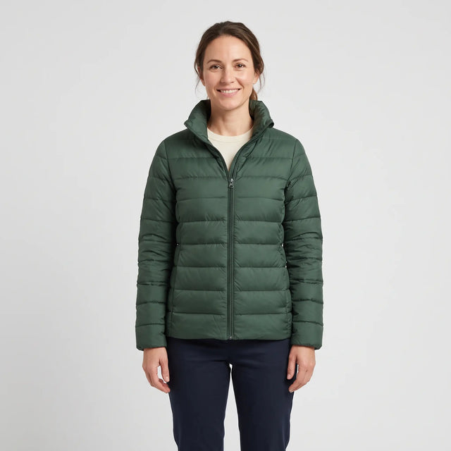 Women's Down-Feel Puffer Coat - Dark Green - studio hero