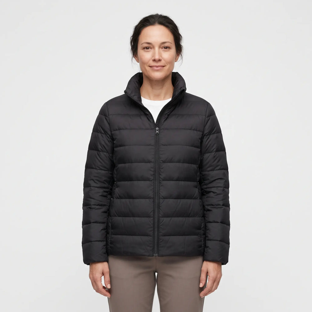 Women's Down-Feel Puffer Coat - Black - studio hero