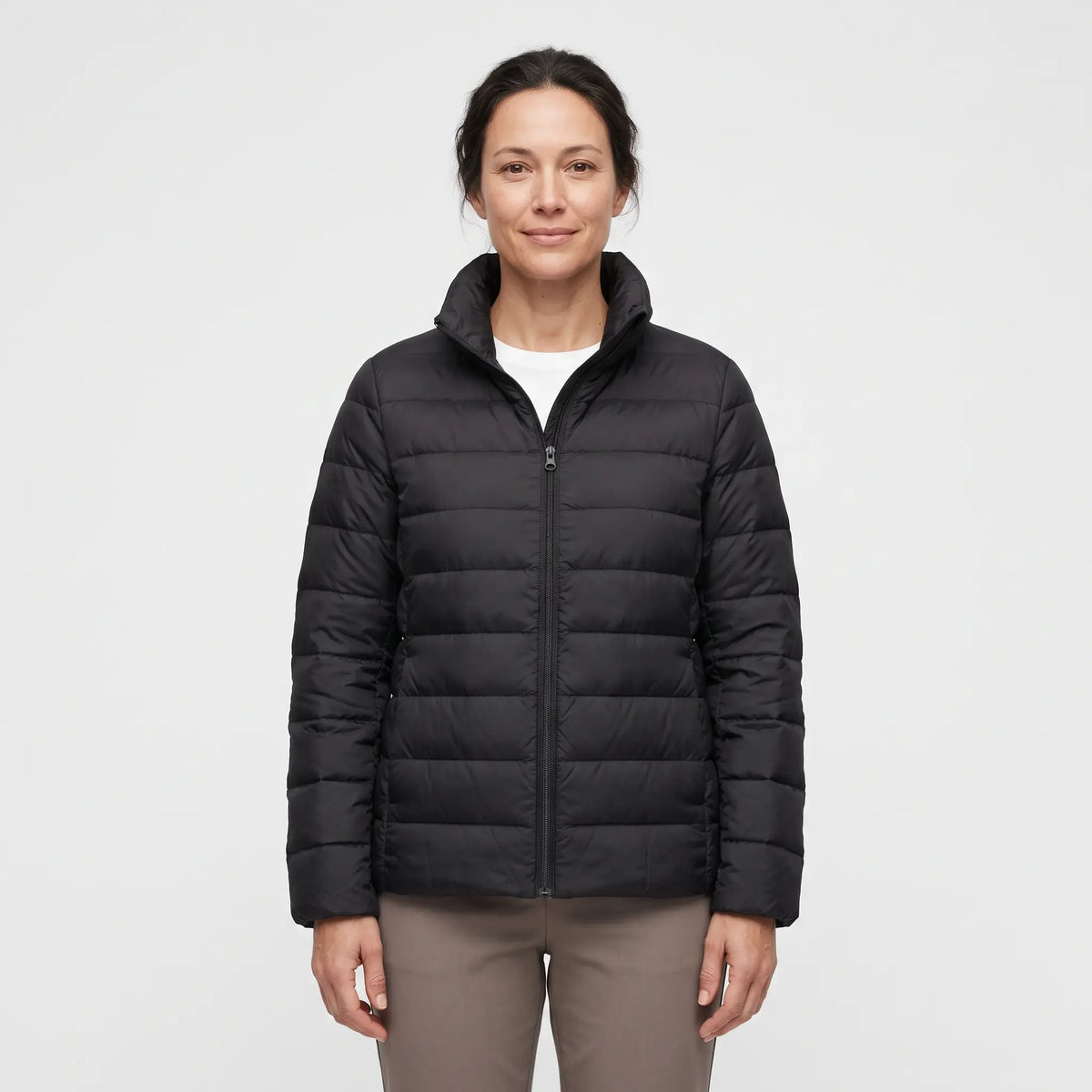 Women's Down-Feel Puffer Coat - Black - studio hero