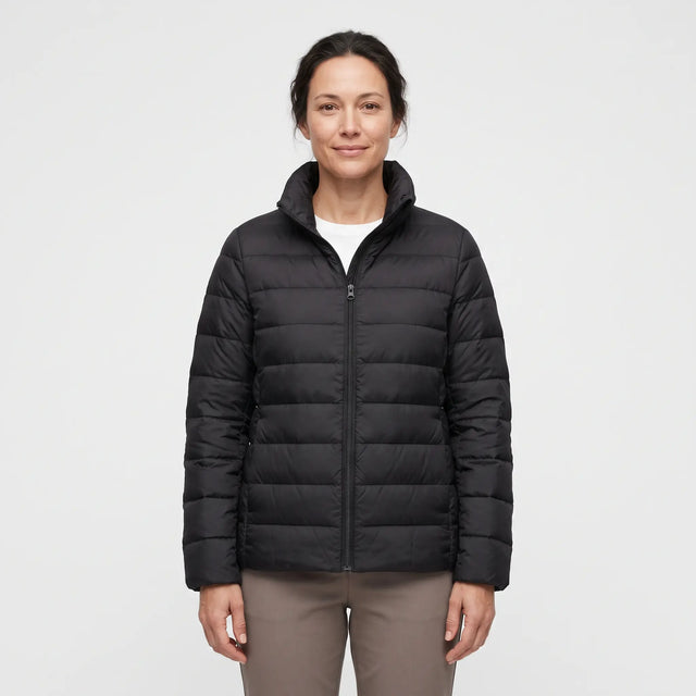 Women's Down-Feel Puffer Coat - Black - studio hero