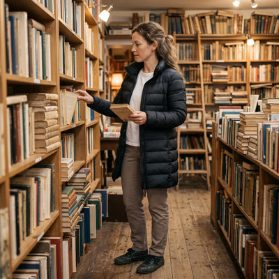 Women's Down-Feel Puffer Coat - Black - second-hand bookshop