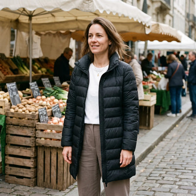 Women's Down-Feel Puffer Coat - Black - market street