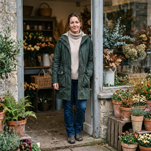 Women's Warm-Lined Long Parka - Dark Green - florist doorway