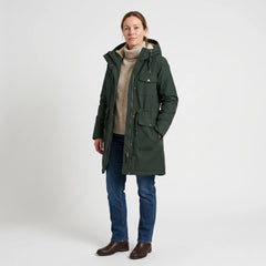 Women's Warm-Lined Long Parka - Dark Green
