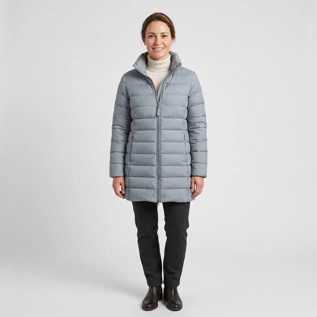 Women's Down-Feel Puffer Coat - Grey Blue - studio hero