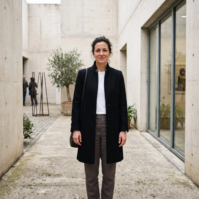 Women's Stand-Collar Coat - Black - gallery courtyard