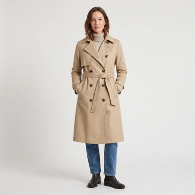 Women's Double-Breasted Trench Coat - Beige - studio hero