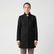 Women's Stand-Collar Coat - Black - studio hero
