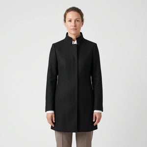 Women's Stand-Collar Coat - Black - studio hero