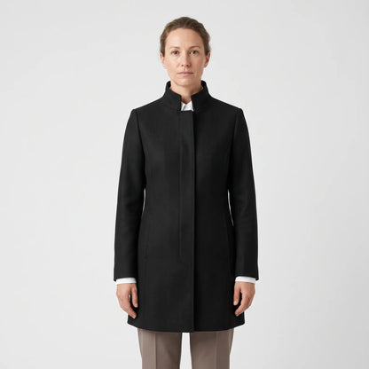 Women's Stand-Collar Coat - Black - studio hero