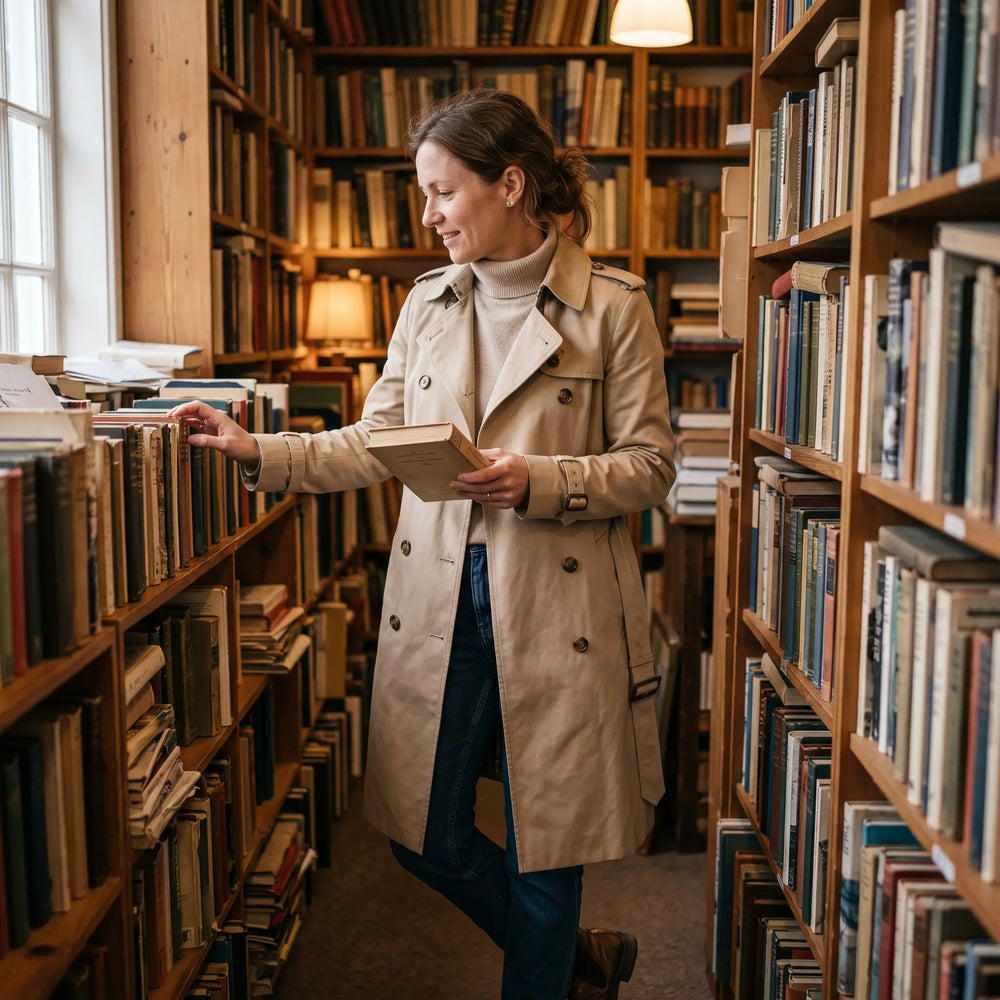 Women's Double-Breasted Trench Coat - Beige - second-hand bookshop