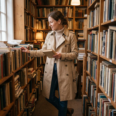Women's Double-Breasted Trench Coat - Beige - second-hand bookshop