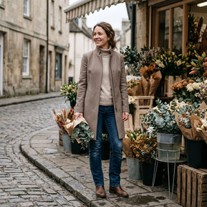 Women's Stand-Collar Coat - Taupe - flower stall