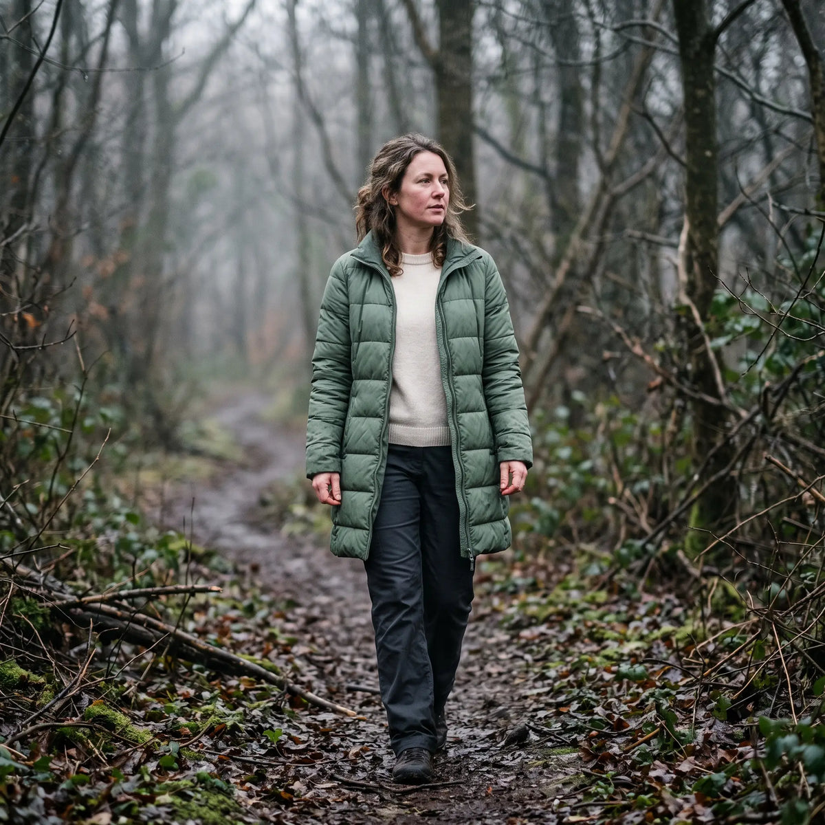 Women's Winter Coat - Green - woodland trail