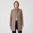 Women's Stand-Collar Coat - Taupe - studio hero