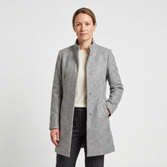 Women's Stand-Collar Coat - Grey Marl