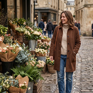 Women's Warm Coat - Brown - flower stall