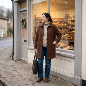 Women's Warm Coat - Brown - bakery window