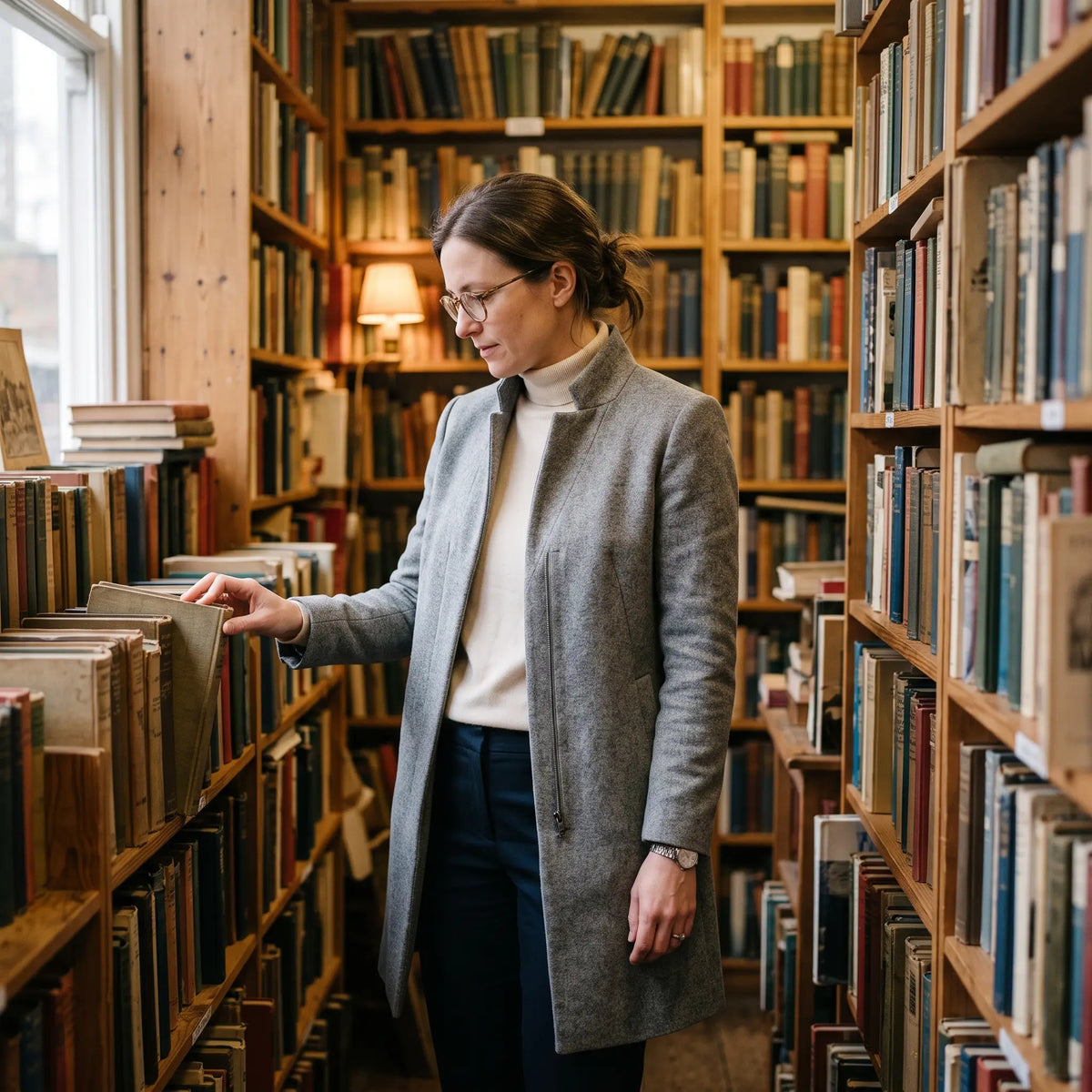 Women's Stand-Collar Coat - Grey Marl - second-hand bookshop