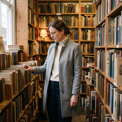 Women's Stand-Collar Coat - Grey Marl - second-hand bookshop
