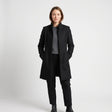 Women's Stand-Collar Coat - Black - studio hero