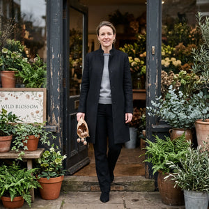 Women's Stand-Collar Coat - Black - florist doorway