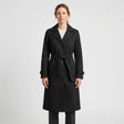 Women's Single-Breasted Trench Coat - Black - studio hero