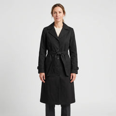Women's Single-Breasted Trench Coat - Black